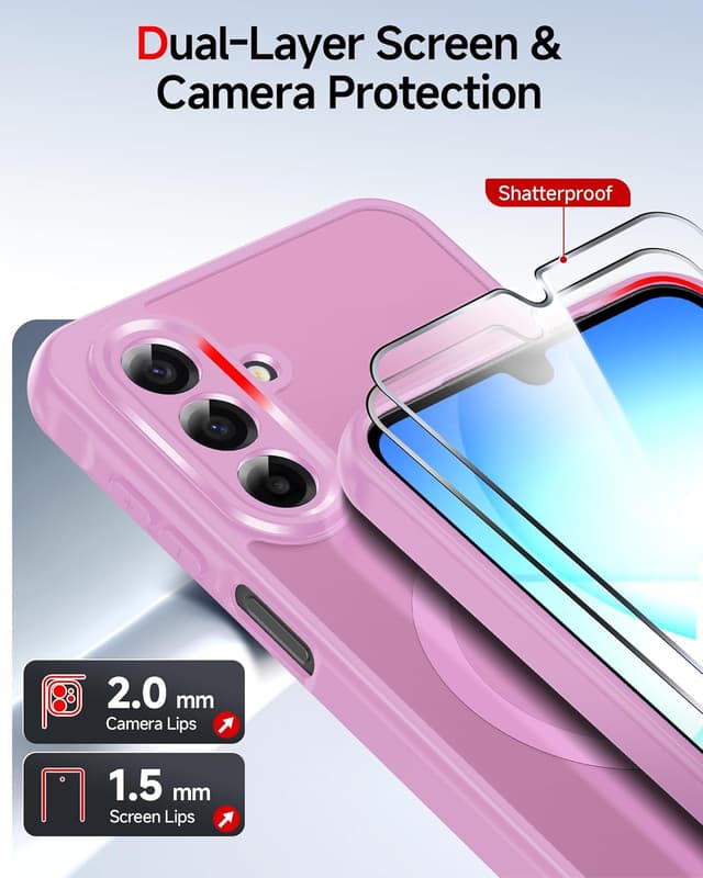 Detalle de LeYi magnetic MagSafe-style phone case for Samsung Galaxy A17 4G/5G (2-pack screen protectors) – Pink