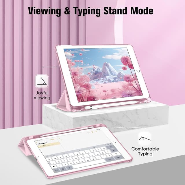 Detalle de Fintie Hülle für iPad 9. Generation (2021), iPad 8/7 (2019/2020) – 10,2 Zoll mit Stifthalter, Auto Schlaf/Wach, Rosé