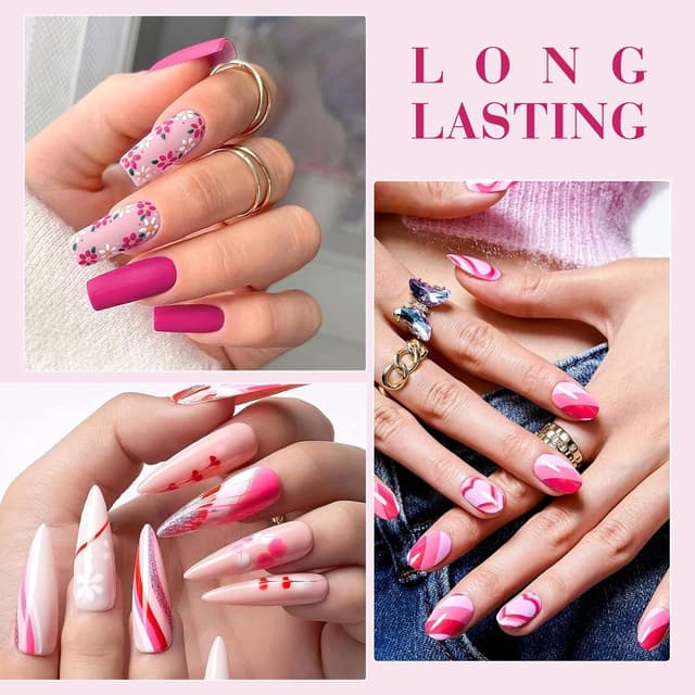 Detalle de CANNI Pink Gel Nail Polish Set (6 Soft Rose & Light Pink Shades) with 3D Crystal Labels