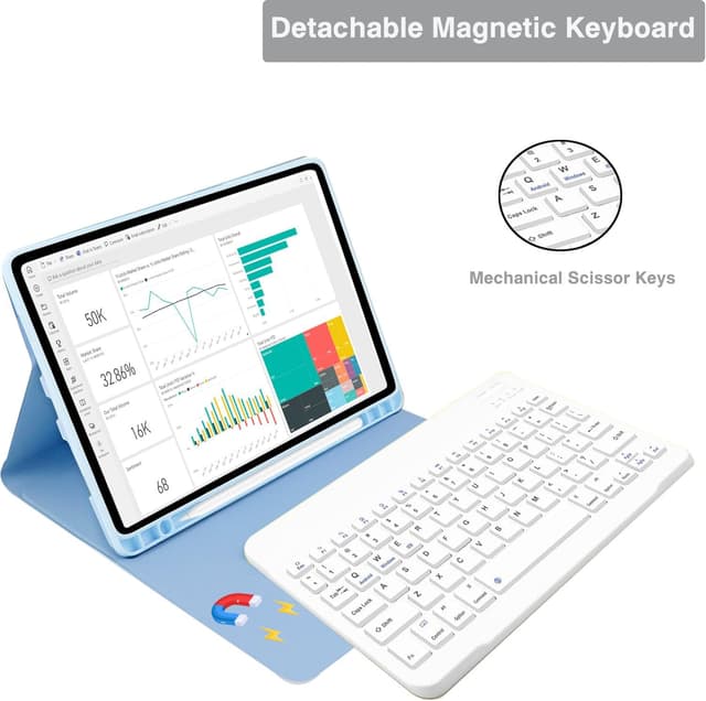 Detalle de XOKUWU Keyboard Case for Samsung Galaxy Tab A9+ 11 Inch (SM-X210/X216/X218) 2023 with Detachable Bluetooth Keyboard and S Pen Holder