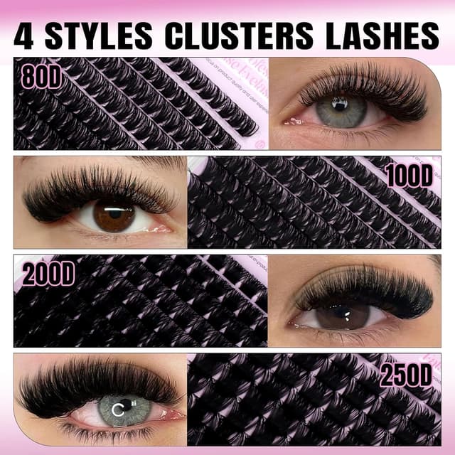 Detalle 2 de Wimpern-Extensions-Set 8-teilig mit D-Curl Lash-Clustern (10–18 mm) inkl. Bond & Seal, Kleberentferner, Pinzette & Bürste