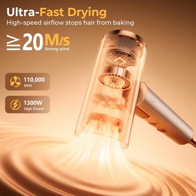 Detalle de GOMYTH 5 in 1 Dual Voltage Travel Hair Dryer (100V-240V) with Plasma Scalp Protection