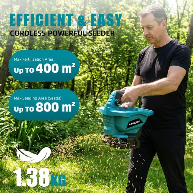 Detalle de Yofidra Cordless Seed Spreader (3.3L) with 6 speed settings & up to 5m scatter width