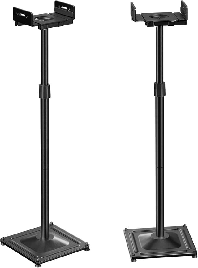 Detalle de PERLESMITH PSSS2 Universal Height-Adjustable Speaker Stands (Surround Sound, 33.3–45.1 in), Pair, Black
