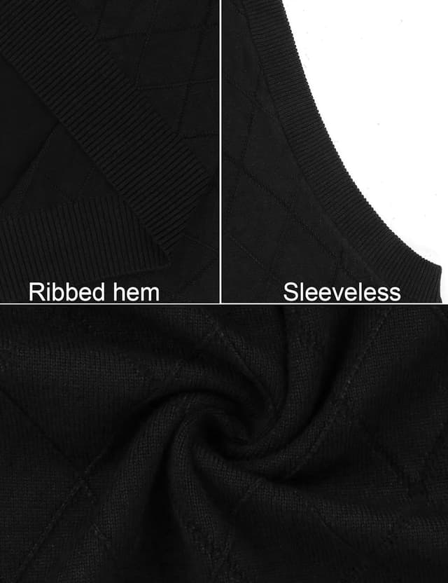 Detalle de Sykooria Pullunder Herren mit V-Ausschnitt – ärmellose Strickweste für Winter, Slim Fit (S–XXL)
