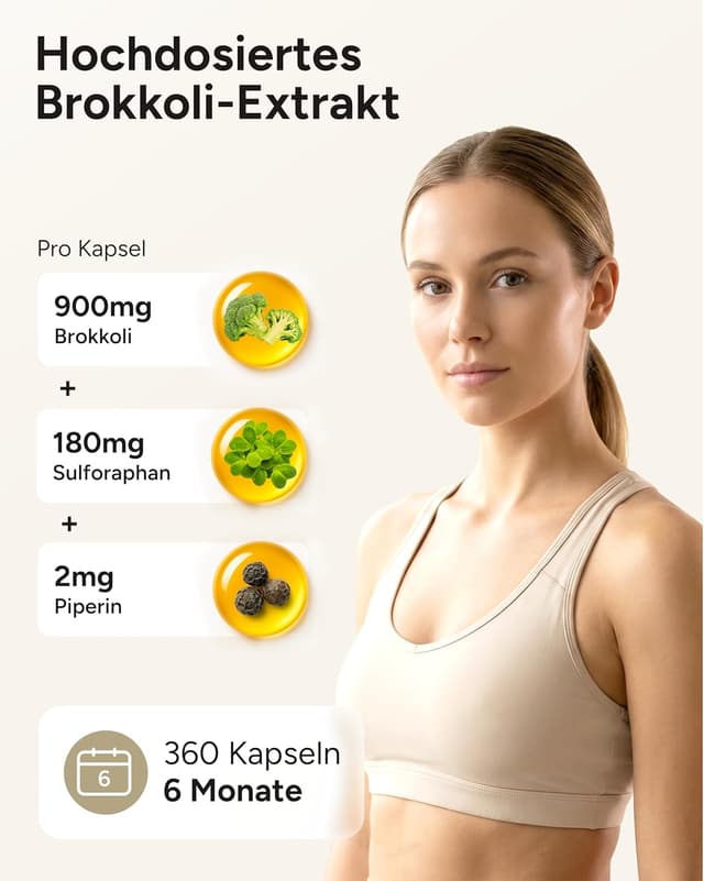 Detalle 2 de 90 mg Sulforaphan Kapseln 360 St. aus Brokkoli-Extrakt 💊