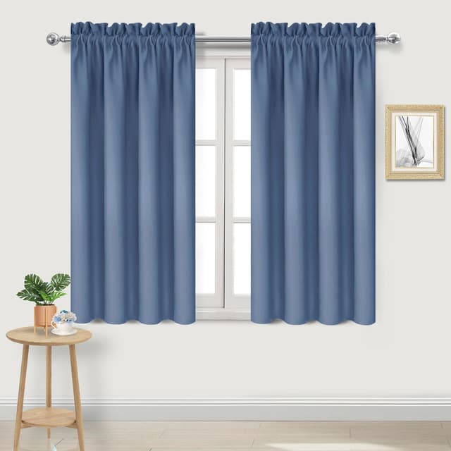 Detalle de DWCN Blackout Curtains (Dusty Blue) – Thermal Insulated, Energy Saving & Noise Reducing, Set of 2 Rod Pocket Panels, 42x54 Inch