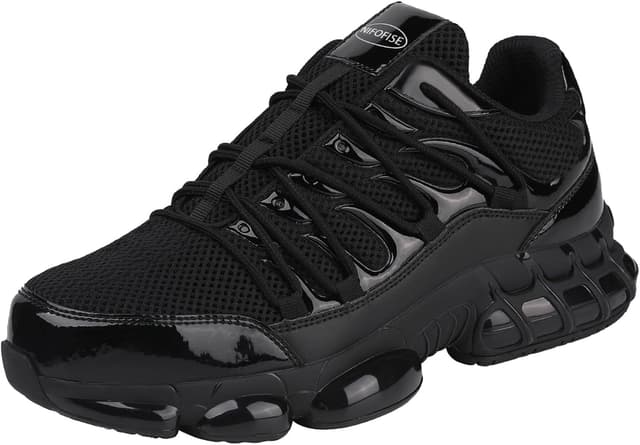 Detalle de NIFOFISE steel toe cap trainers – lightweight breathable safety work shoes with non-slip sole