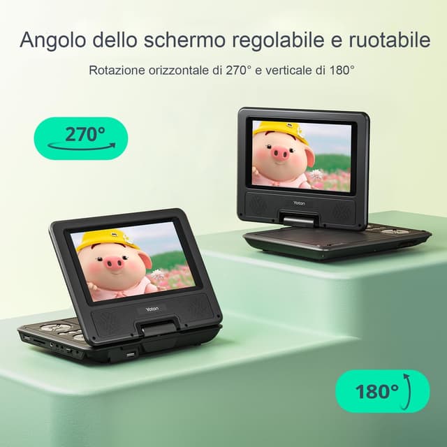 Thumbnail 6 de Yoton Lettore DVD Portatile 9,5" HD, batteria 6 ore