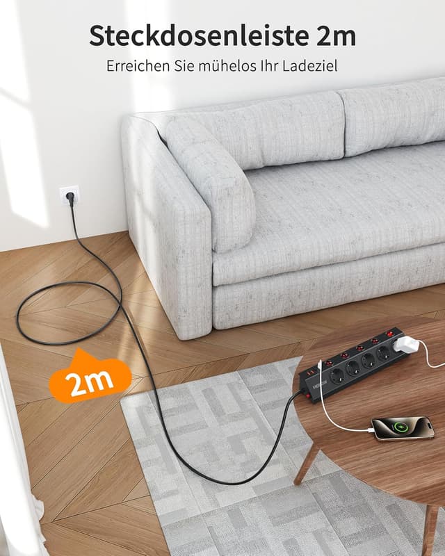 Thumbnail 5 de 5‑Fach Steckdosenleiste Einzeln Schaltbar 1700 J