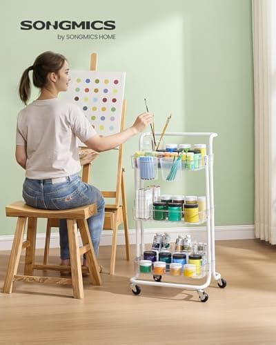 Detalle 2 de SONGMICS Carro Rodante de 3 Niveles 🧺 para Hogar