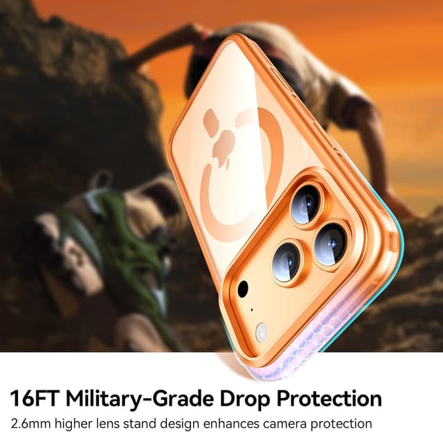 Detalle 2 de Peerock Invisible Lens Stand Case for iPhone 17 Pro (MagSafe) with Camera Control Button — Cosmic Orange