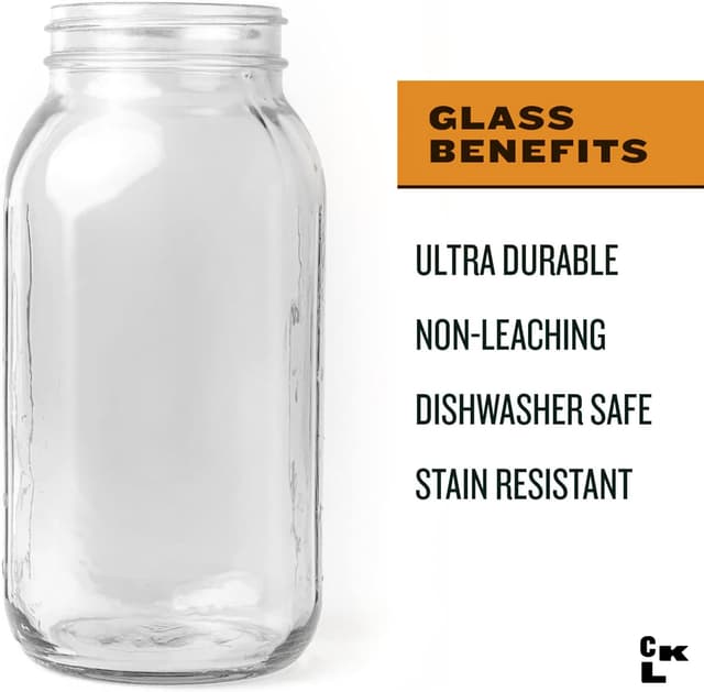 Detalle 2 de County Line Kitchen Glass Mason Jar Pitcher with Lid (Wide Mouth, 2 Quart / 64 oz) – Leak Proof Cold Brew & Sun Tea Pitcher, Gray