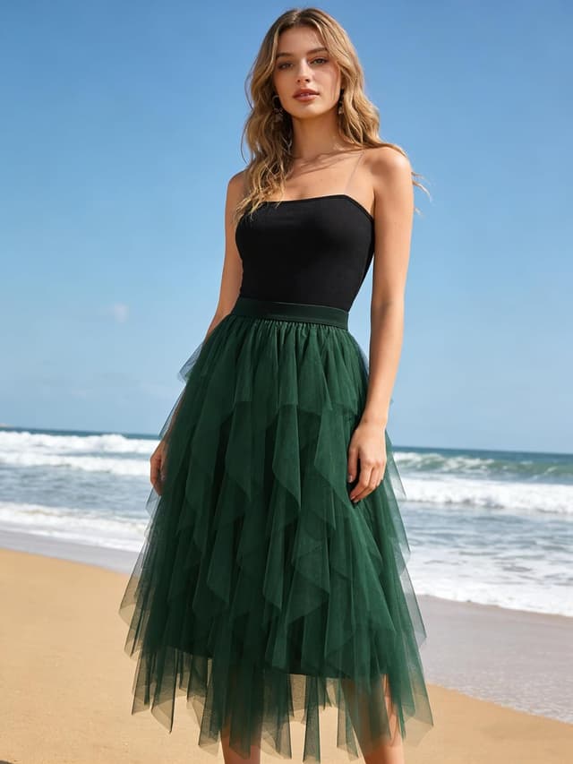 Thumbnail 2 de Girstunm Tüll Röcke Midi Länge 34 Zoll