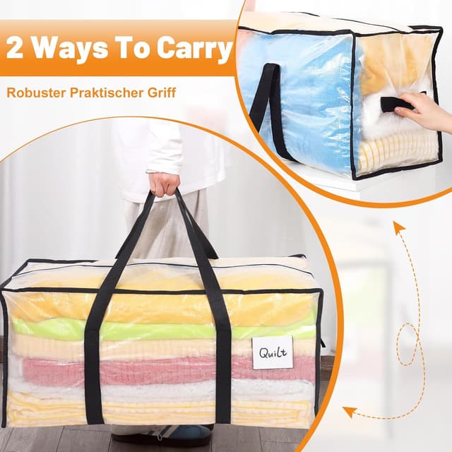 Detalle de Dntorx 8 Pack 90L Moving Bags – Heavy Duty Waterproof Storage Totes with Zip & Clear Panel