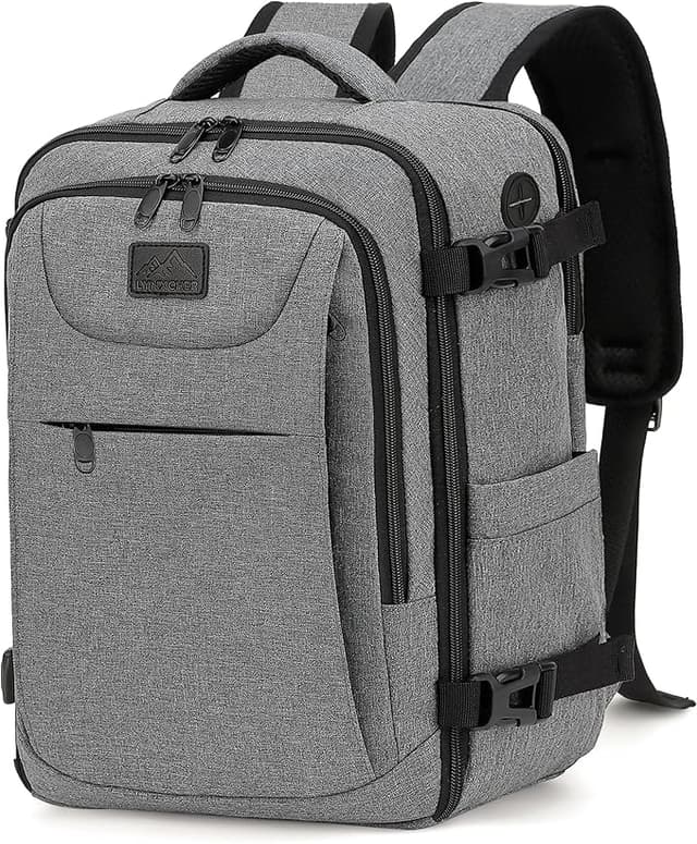 Detalle de LYNXCHER Mochila de Viaje Cabina ✈️ 30L para Portátil 15.6" Gris