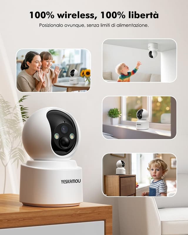 Detalle 2 de YESKAMOU 4MP 2.5K Telecamera Wi‑Fi interna