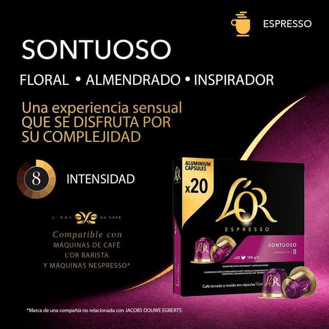 Thumbnail 2 de L'OR Espresso Cápsulas Sontuoso ☕ Intensidad 8 - 200 cápsulas