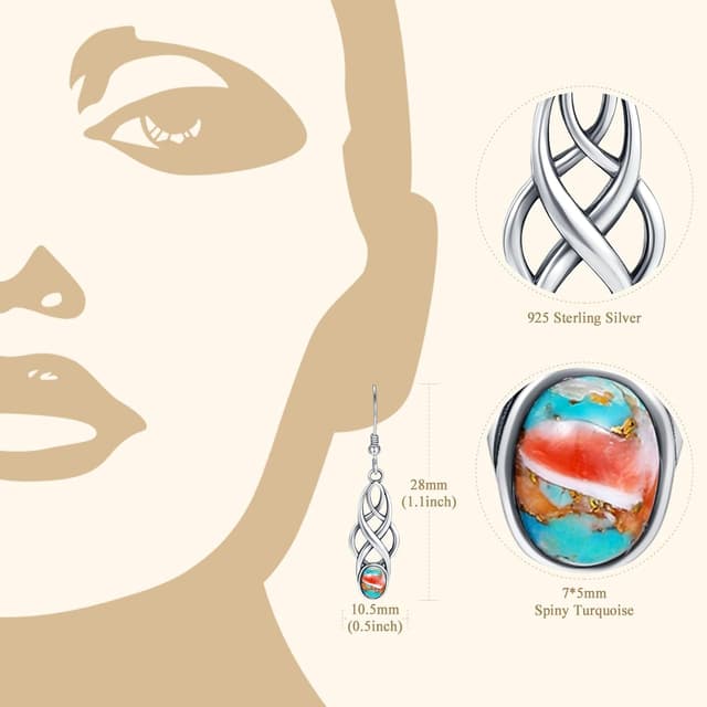 Detalle de TUNGSTORY Ohrringe aus 925 Silber mit keltischen Hänge-Elementen und stabilisiertem Türkis
