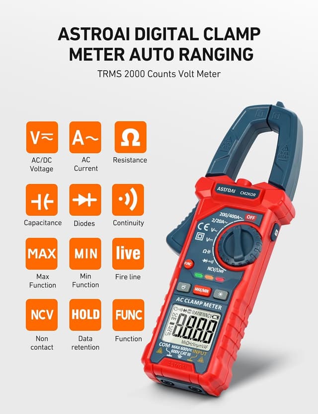 Detalle 2 de AstroAI Digital Clamp Meter 2000 Stromzange