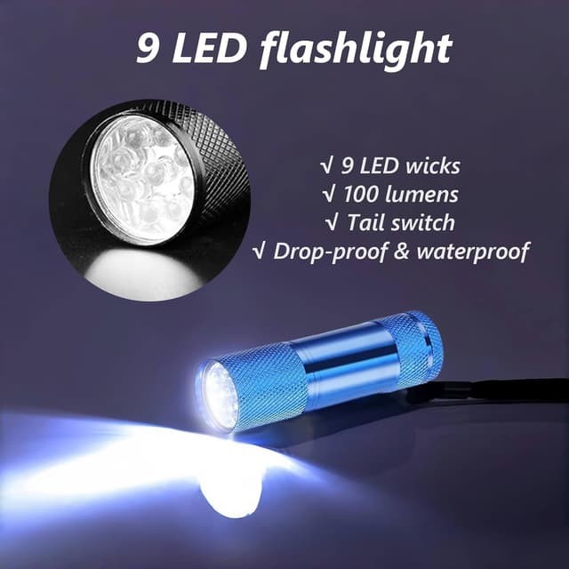 Detalle de Set 5 mini torce LED Flintronic per bambini, torcia tascabile impermeabile con batterie AAA incluse