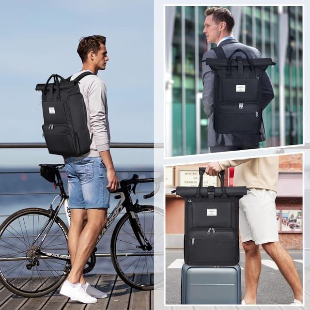 Detalle 2 de RAINSMORE Rolltop Rucksack 15,6 Zoll