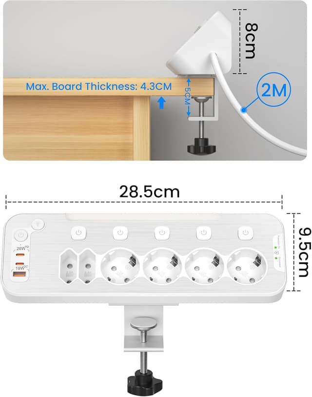 Detalle 2 de Ciabatta multipresa da scrivania 6 prese