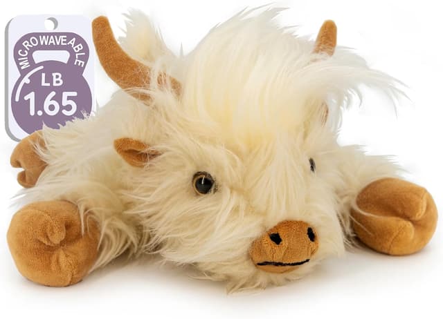 Detalle de Marysun microwavable Highland cow weighted plush heating pad for period cramps