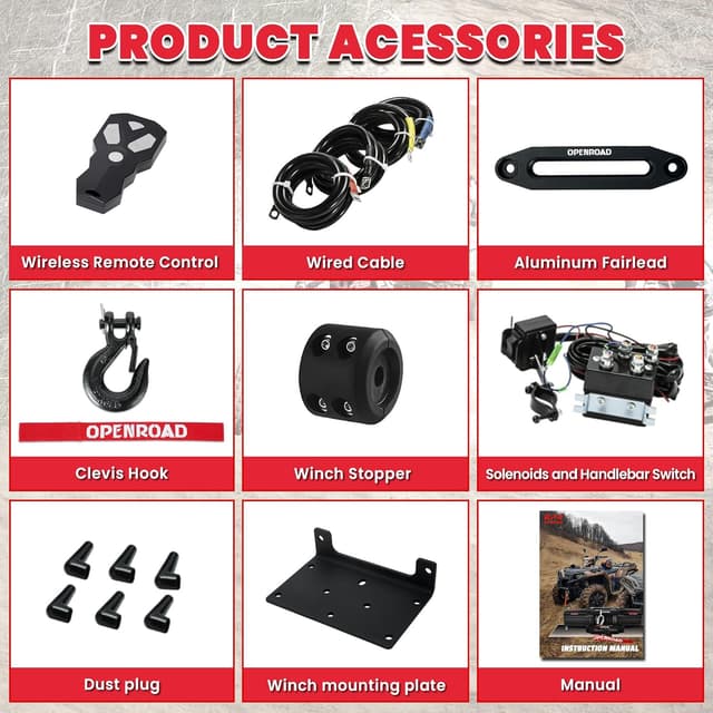 Detalle 2 de OPENROAD 6000 lbs UTV Winch 6000lb