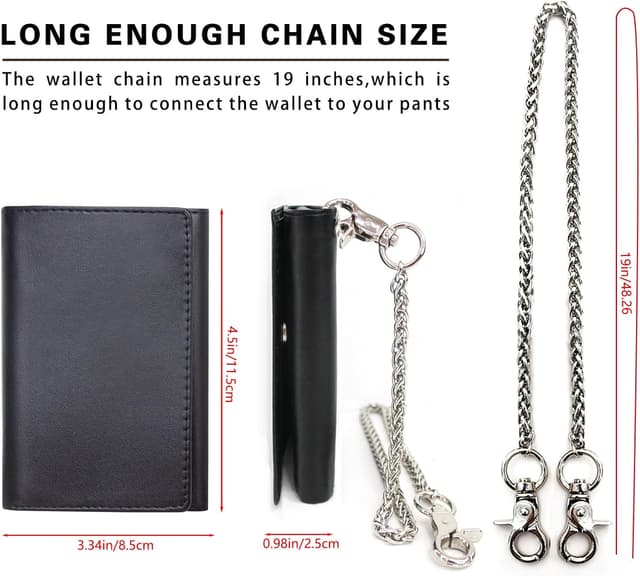 Detalle de boshiho Carbon Geldbörse für Herren mit abnehmbarer Kette, RFID-Schutz und Slim-Design