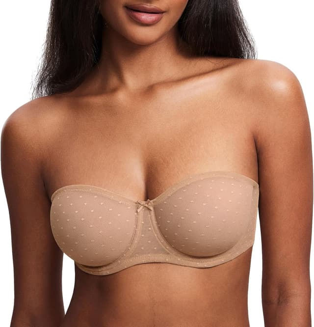 Detalle de DOBREVA Femme Transparent Soutien-gorge sans bretelles bandeau grande taille avec armature à maille