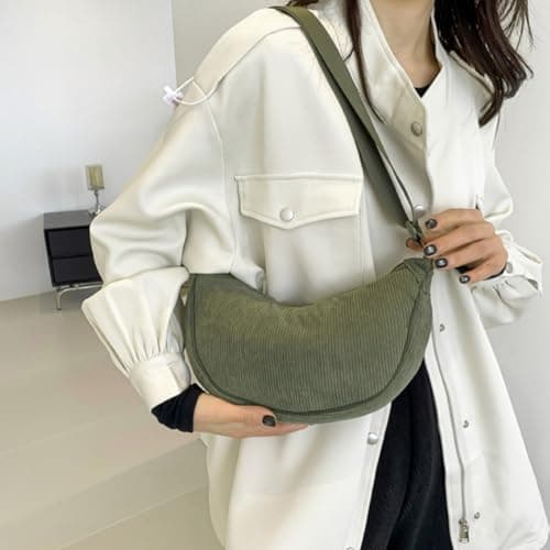 Detalle 2 de Aucuu bolso bandolera para mujer media luna impermeable en verde