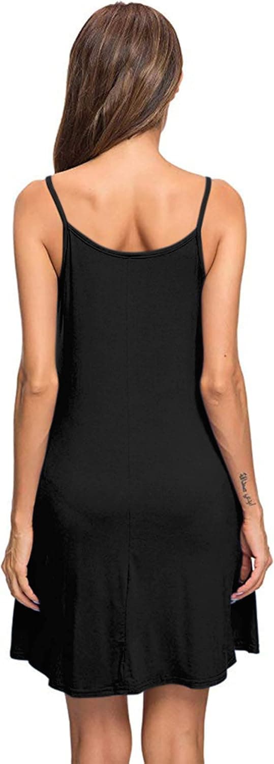 Detalle de MISFAY Women’s Summer Spaghetti Strap Swing Tank Cover-Up Dress with Pockets