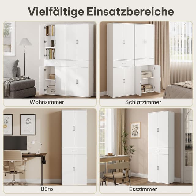 Detalle 2 de eSituro Aktenschrank mit Schublade Türen, 60x180x34 cm, weiß – Stauraum für Büro & mehr