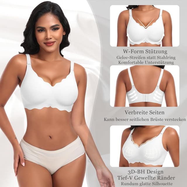 Detalle 2 de Ganado nahtloser BH Damen ohne Bügel mit tiefem V-Ausschnitt – Soft BHS Bralette