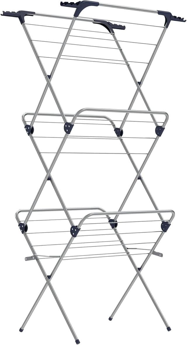 Detalle de SONGMICS Stendibiancheria verticale a torre pieghevole LLR715G01, struttura in acciaio, 42 x 62,5 x 150 cm