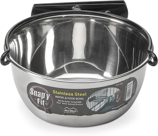 Detalle 2 de MidWest Homes for Pets Snap’y Fit Stainless Steel Bowl (295 ml) for Wire Crates & Cages