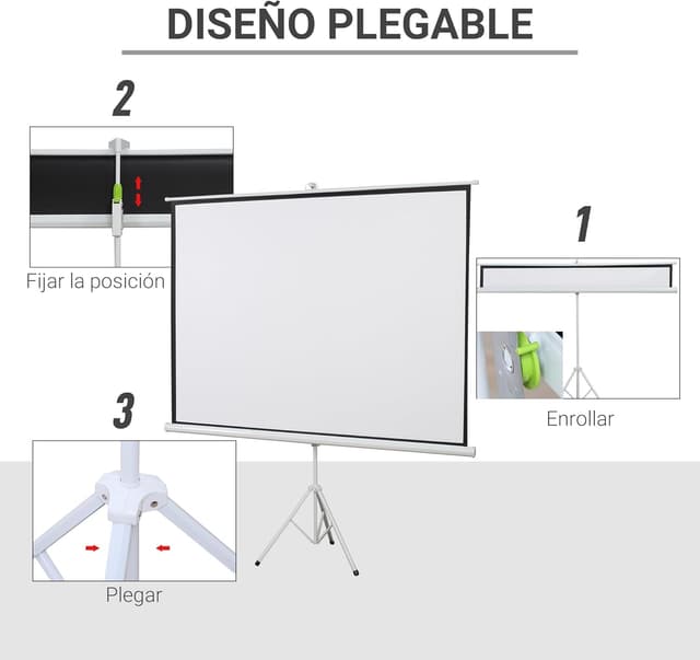 Detalle 1 de HOMCOM Pantalla de Proyector 100" Manual Portátil 🎥