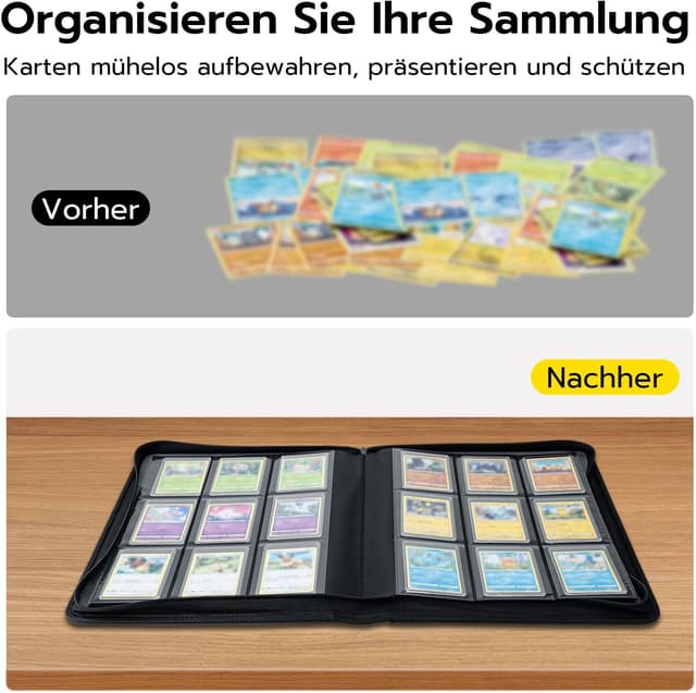 Detalle de Tolesum Toploader Album für 216 Karten (10 Toploader) – 9-Fächer Binder für 3x4 Zoll Rigid Toploaders, Denim-Design