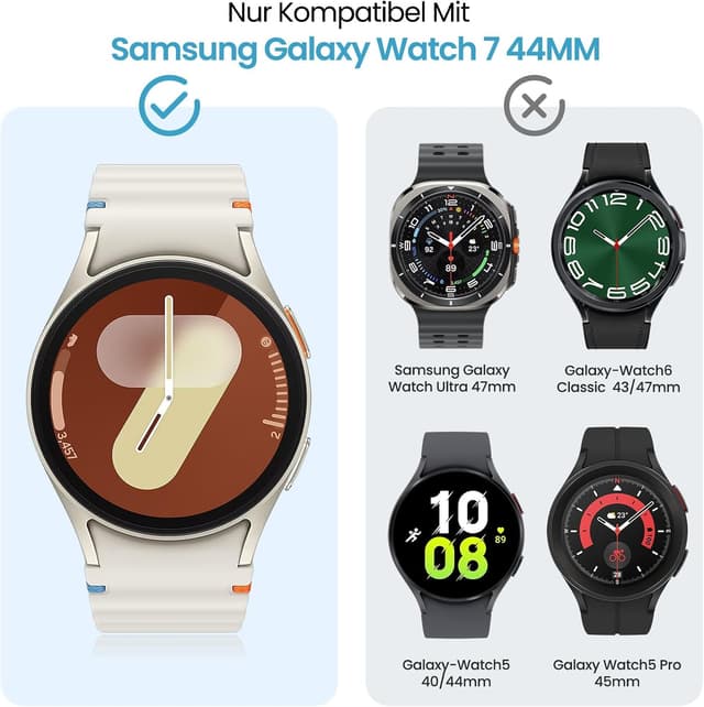 Detalle 2 de Tuocal 2er-Set Hülle für Samsung Galaxy Watch 7 44 mm – Hart-PC Case mit Displayschutz, transparent