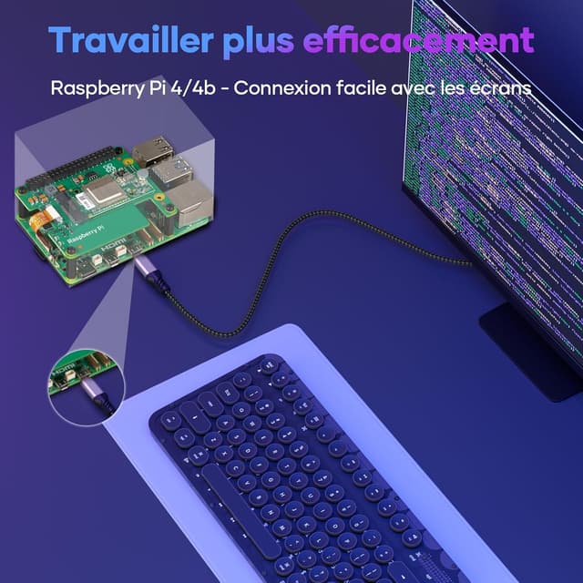 Detalle 2 de woednx Micro HDMI vers HDMI 3 m 4K60