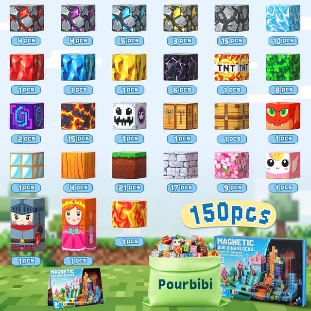 Thumbnail 5 de Pourbibi magnetic blocks 150 pcs for kids