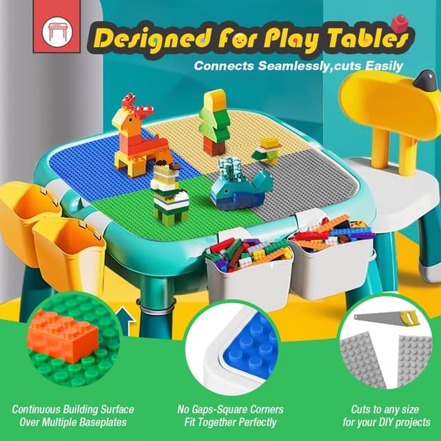 Detalle de 12 Pack Classic Baseplates 10" x 10" Multicoloured – Compatible building plates for kids