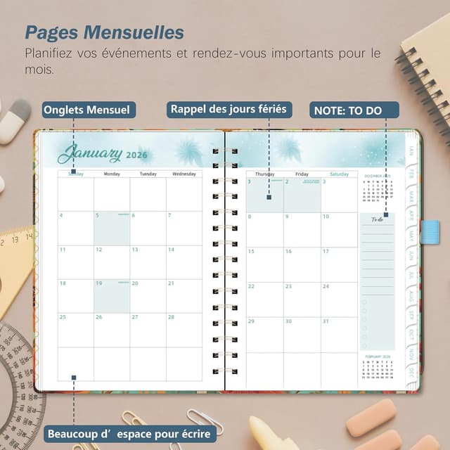 Detalle de NEYSA Agenda 2026 A5 semainier 12 mois