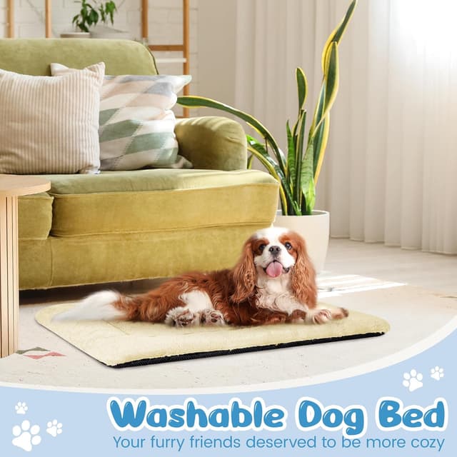 Detalle de Baodan waschbares Hundebett (mittelgroße Hunde) 90x60 cm, beiger Hundekorb-Ersatz mit rutschfester Unterseite