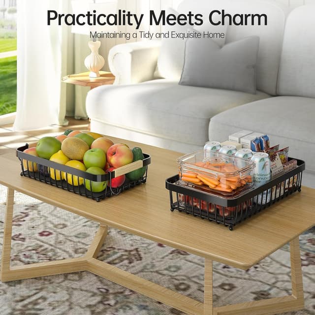 Detalle de Fournine 3-Tier Fruit Bowl Basket with Banana Hanger (Detachable Countertop Organiser), Black