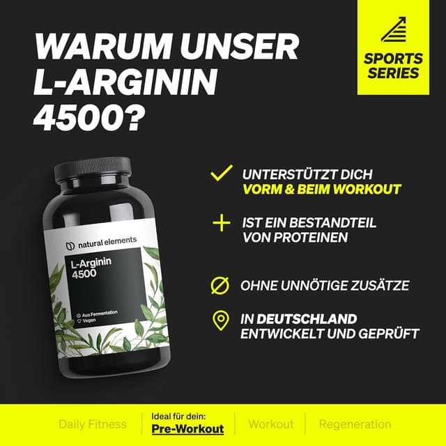 Detalle de natural elements L-Arginin 4.500 mg Kapseln