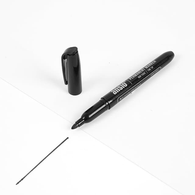 Detalle de ANSIO Permanent Marker Pens (Pack of 12) – Black Fine Tip, Fast-Drying Permanent Ink