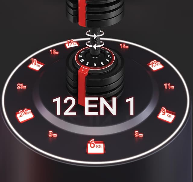 Thumbnail 4 de Yaheetech Haltères réglables 24 kg pour musculation 🏋