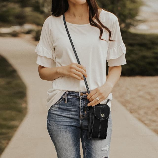 Detalle 2 de S-ZONE RFID Blocking 6.7 Inch Phone Purse Small Crossbody Bag – PU Leather Cellphone Wallet